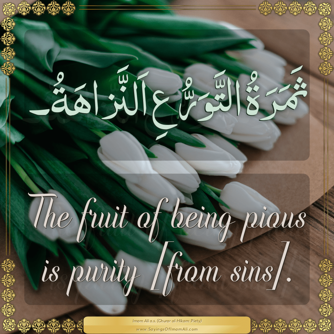 The fruit of being pious is purity [from sins].
